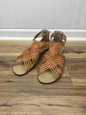Masiero Women's Brown Woven Leather Strappy Sandals - Size - 10